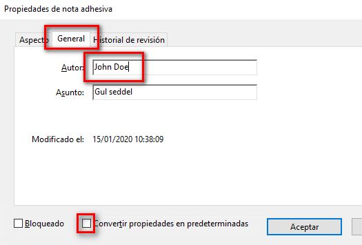 Cambiar el nombre del autor