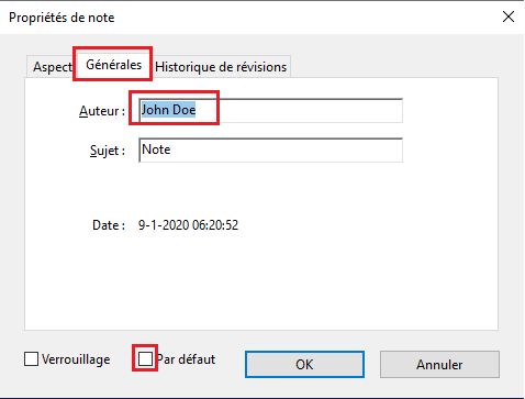 Modifier le nom de l’auteur