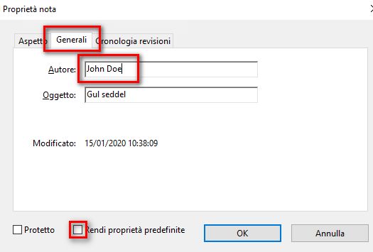 Cambiare il nome dell’autore