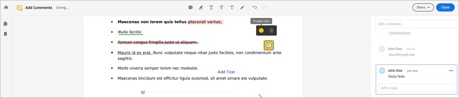 Modification de la couleur du commentaire