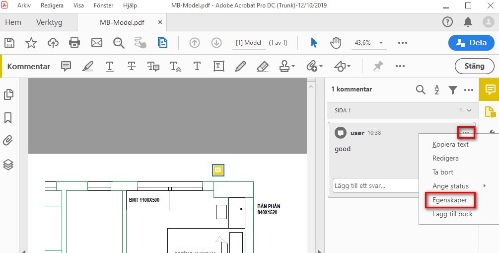 Egenskaper för kommentarer