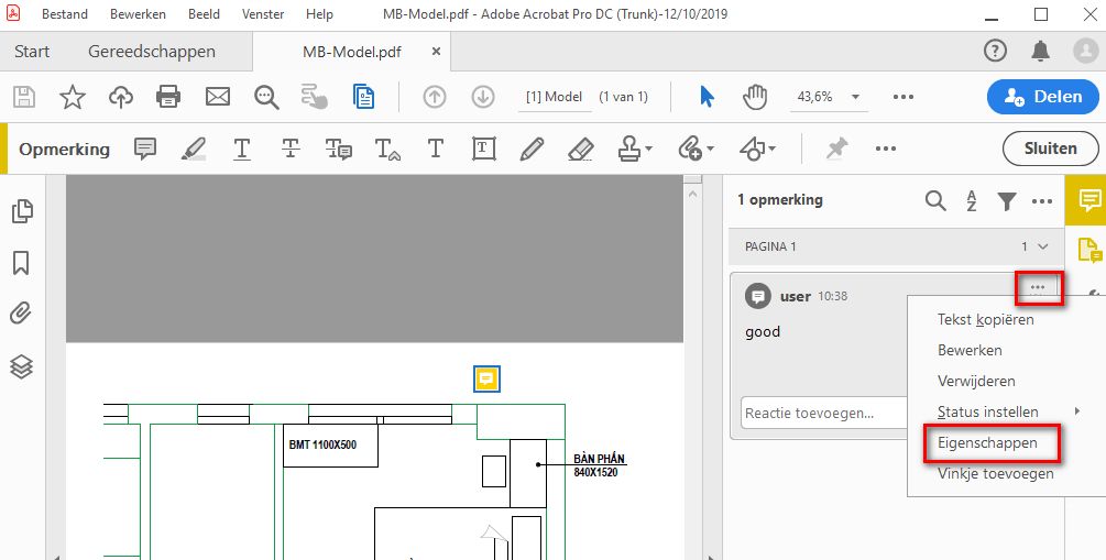 Eigenschappen voor opmerkingen