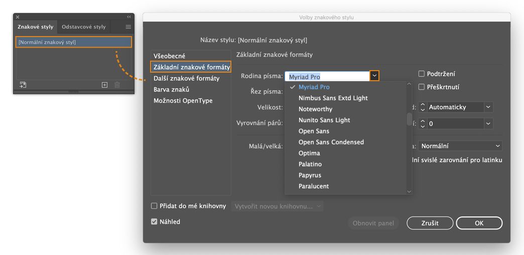 Změna výchozího písma