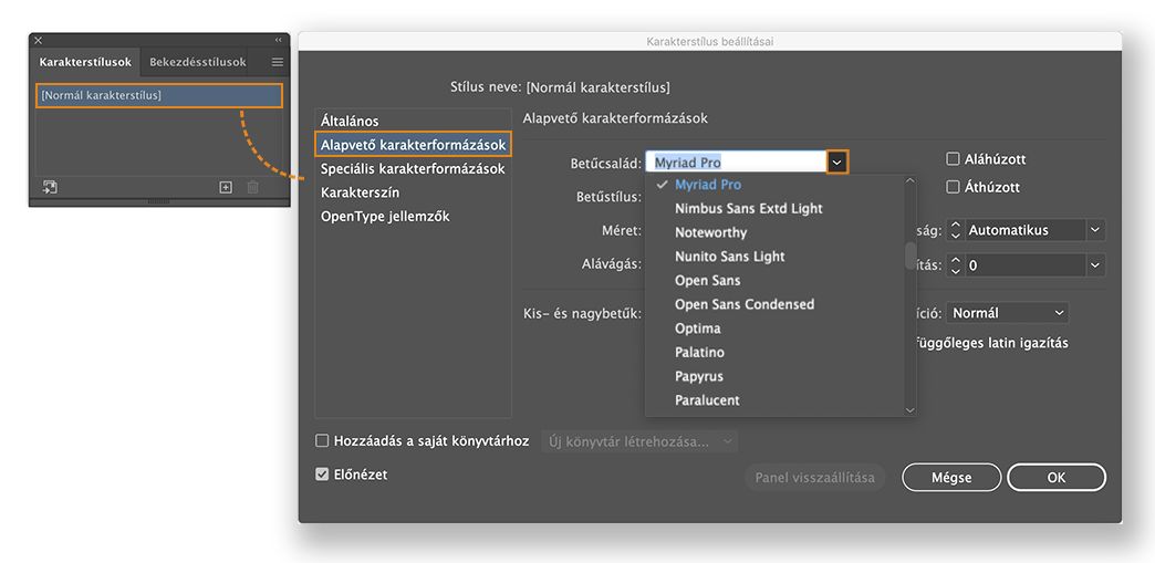 Alapértelmezett betűtípus megváltoztatása