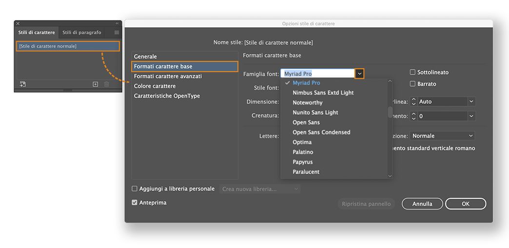 Cambiare il font predefinito