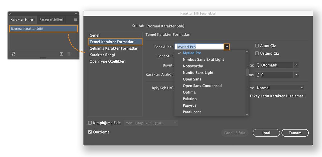 Varsayılan fontu değiştirme