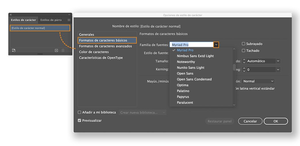 Cambiar la fuente predeterminada