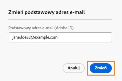 Zmiana podstawowego adresu e-mail