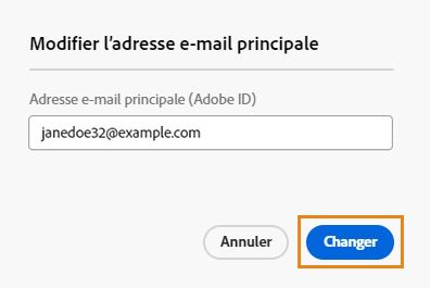 Modification de l’adresse e-mail principale