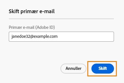 Skift primær e-mail