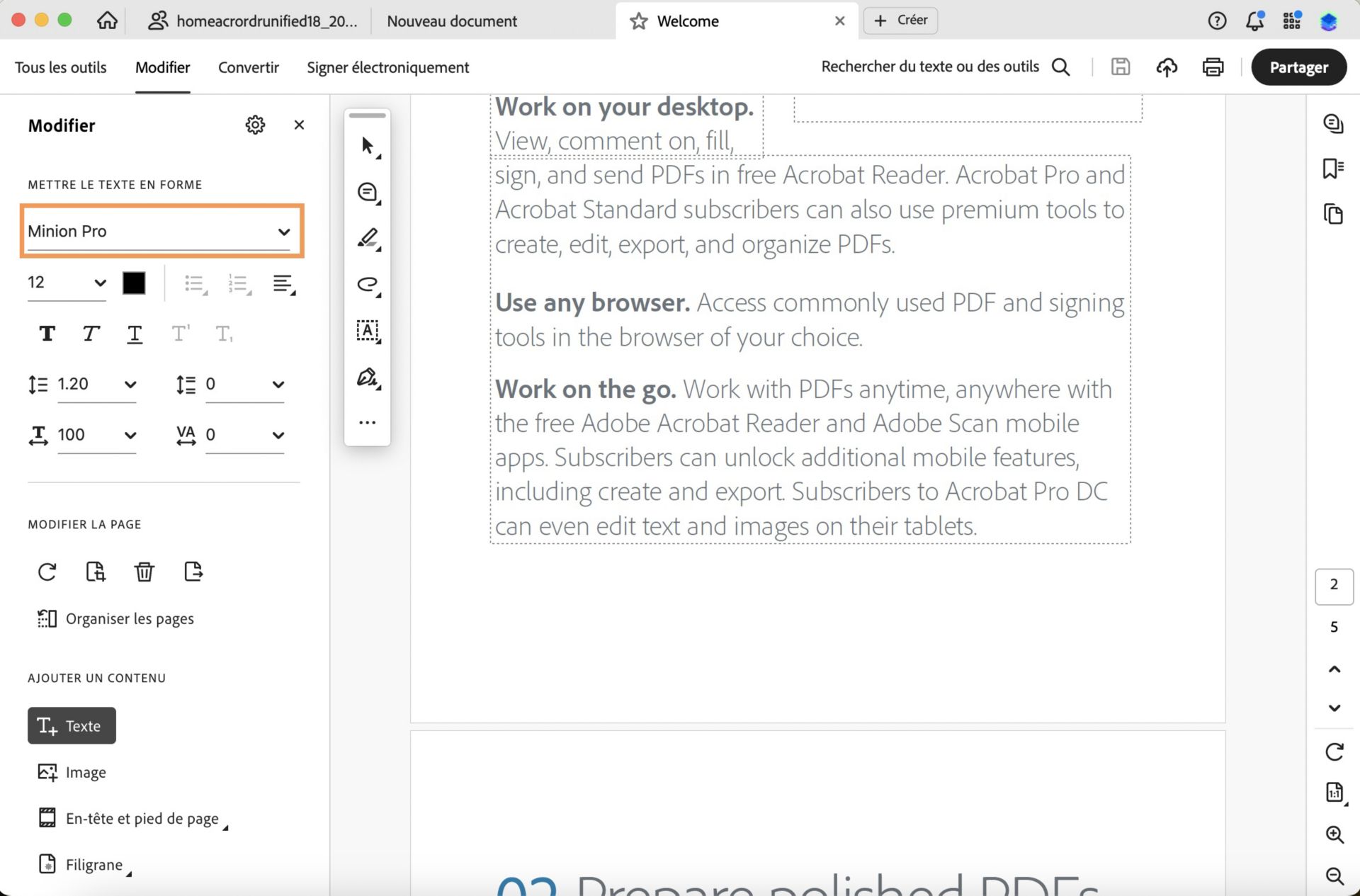 L’option Police est mise en surbrillance.