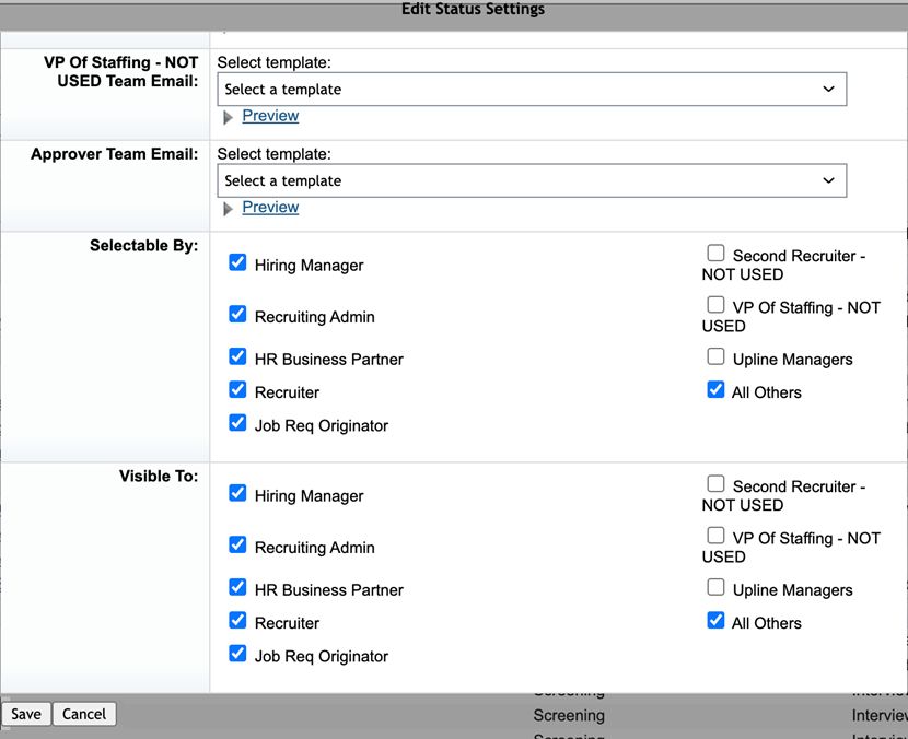 Acrobat Sign para SAP SuccessFactors: Cambiar el estado de la solicitud de trabajo