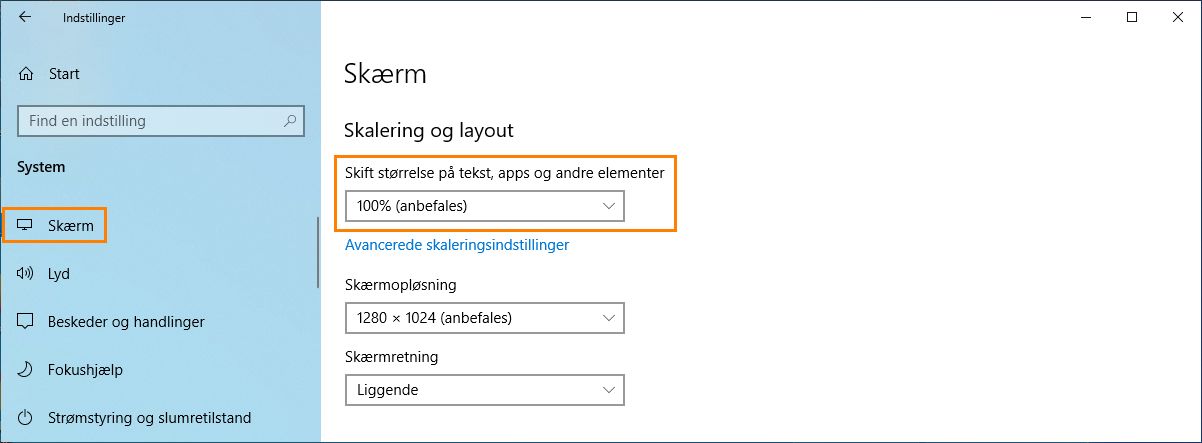 Skalering af skrifttype og DPI