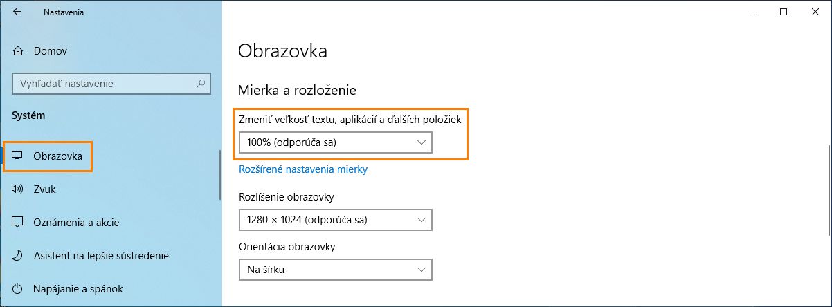 Prispôsobenie mierky písma a DPI