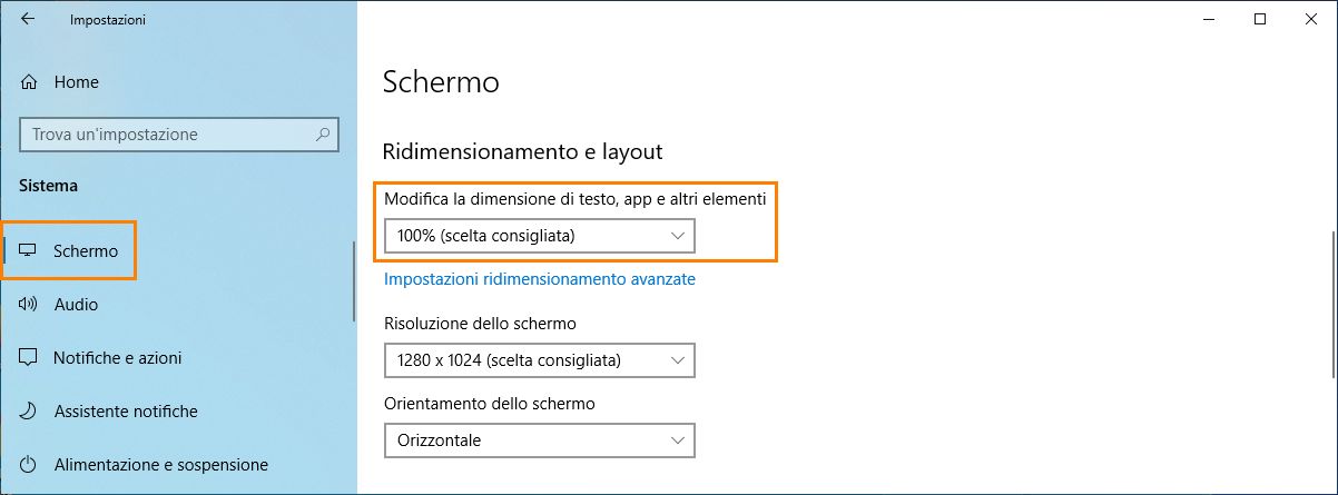 Ridimensionamento di font e DPI