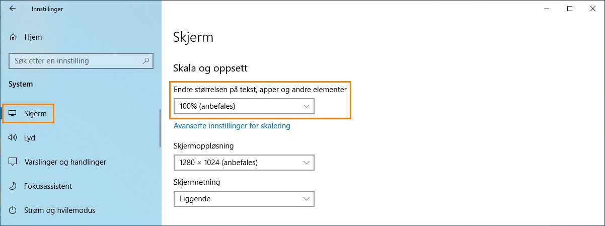 Skalering av font og DPI