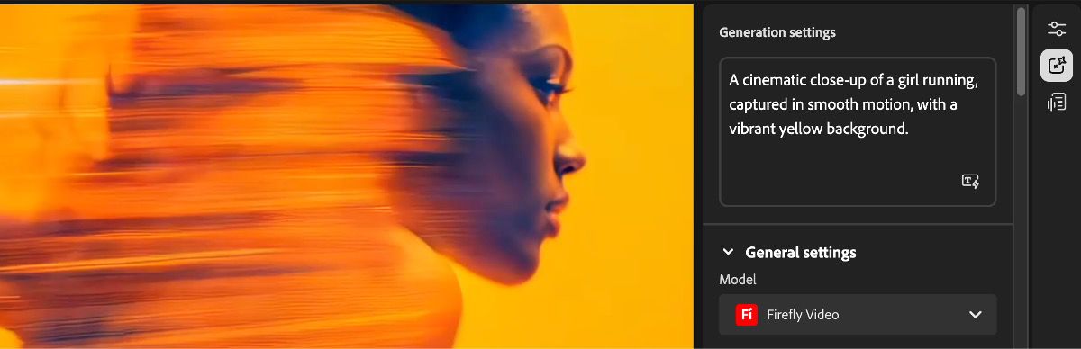 A szerkesztő megjeleníti a Generálási beállítások panelt egy utasítás mezővel és egy modellválasztó legördülő menüvel.