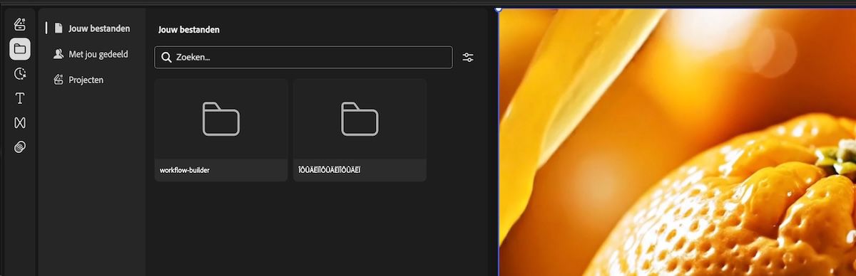 Het deelvenster Bronnen is geopend en toont alle toegevoegde video's en de tijdlijn. Er zijn opties om de tijdlijn te doorzoeken en nieuwe mediabestanden te uploaden. 
