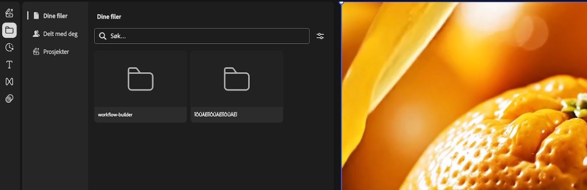Kildepanelet er åpent og viser alle videoer som er lagt til, samt tidslinjen. Det finnes alternativer for å søke i tidslinjen samt laste opp nye mediefiler. 