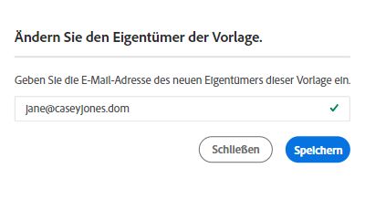 Geben Sie die E-Mail des neuen Eigentümers ein.