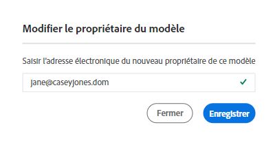 Saisie de l’adresse électronique du nouveau propriétaire