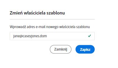 Wprowadź adres e-mail nowego właściciela