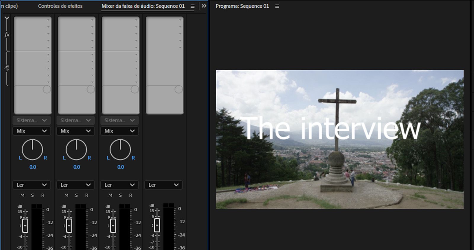 A interface do usuário das funções de canal exibindo diversas faixas de áudio em um layout de console de áudio para mixagem de áudio. 