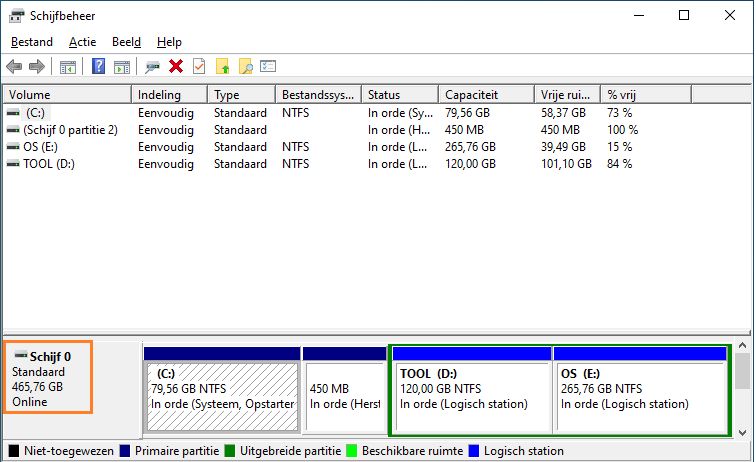 Controleer of uw volume offline is