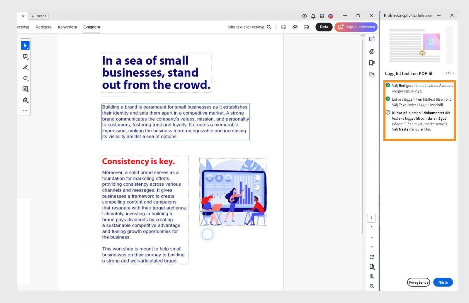 Bockmarkeringar visas för dina slutförde åtgärder i handledningen Hjälp.