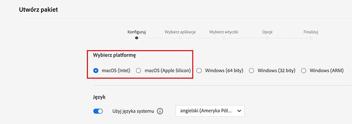 Wybierz platformę macOS