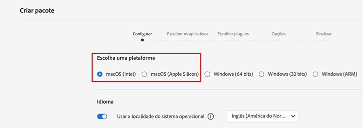 Escolher uma plataforma macOS