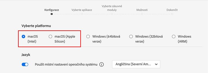 Vyberte platformu macOS