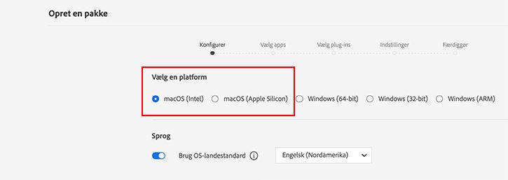 Vælg en macOS-platform
