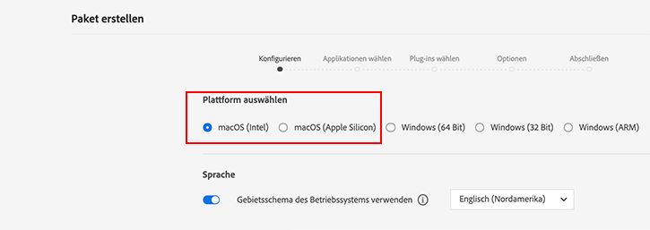 macOS-Plattform auswählen