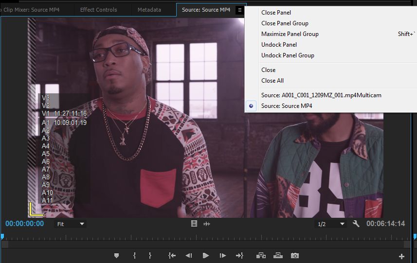 Choix d’un élément à afficher dans le menu Source