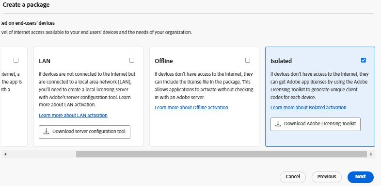 Choose Isolated activation