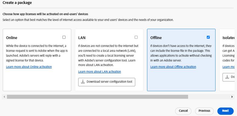 Choose Offline activation