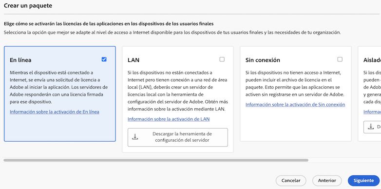 Elegir activación En línea