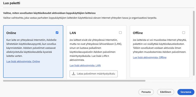 Valitse Online-aktivointi