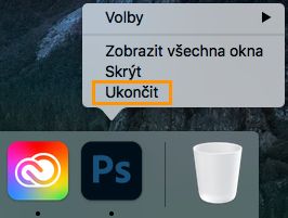 Podržení klávesy Ctrl a kliknutí na ikonu aplikace