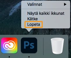 Ctrl-napsauta sovelluskuvaketta