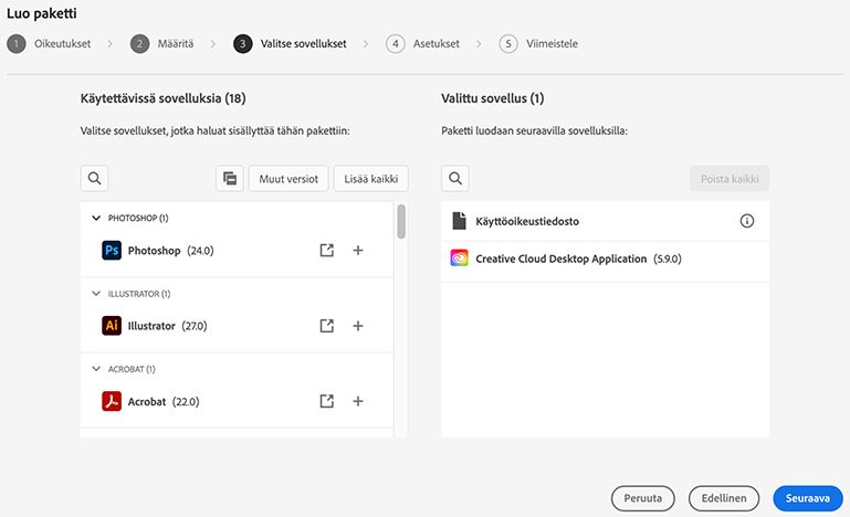 Sovellusten valitseminen