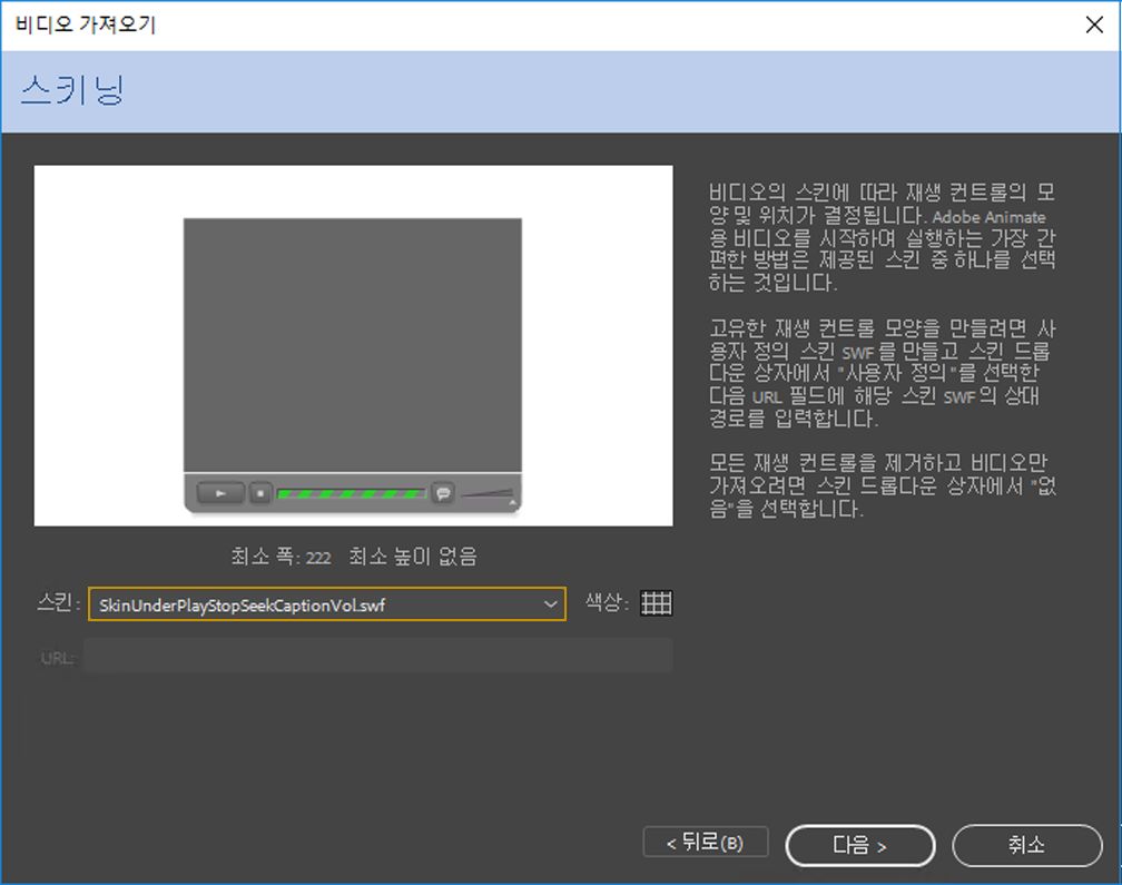 비디오 클립의 스킨 선택