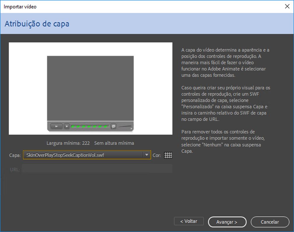 Selecionar capa para o clipe de vídeo