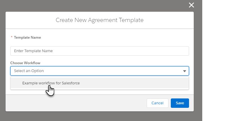 Fluxos de trabalho em modelos do Salesforce