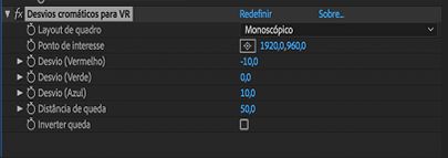 Configurações de Desvio cromático para VR