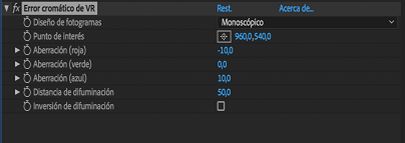 Opciones de Aberración cromática de VR