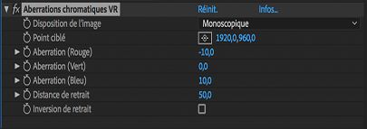 Paramètres de l’effet Aberration chromatique VR