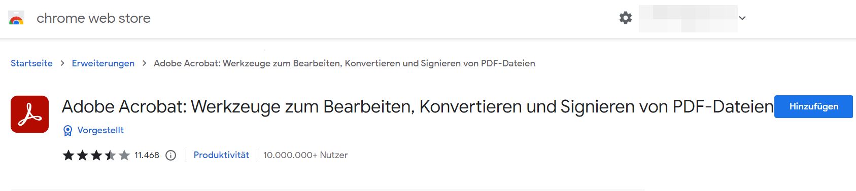 Acrobat Chrome-Erweiterung