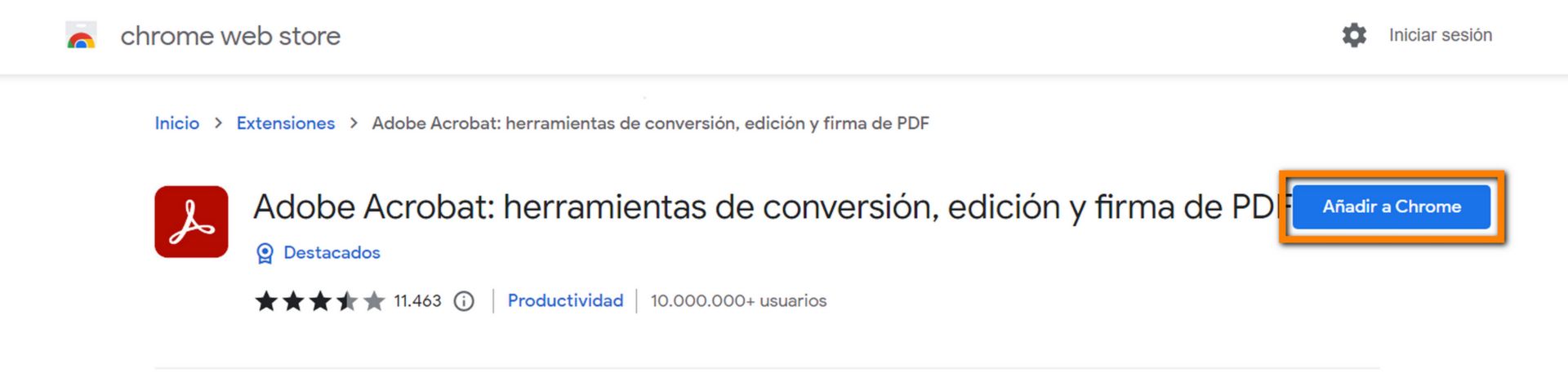 Extensión de Acrobat para Chrome
